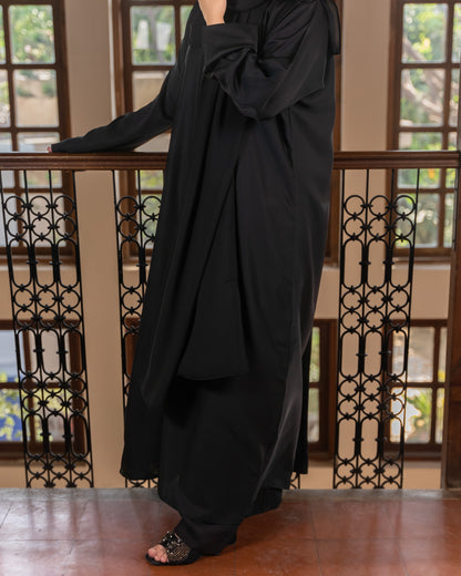 Sana || Midnight Black Abaya || Nida Fabric