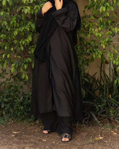 Paras || Beaded-Crafted Abaya || Nida fabric