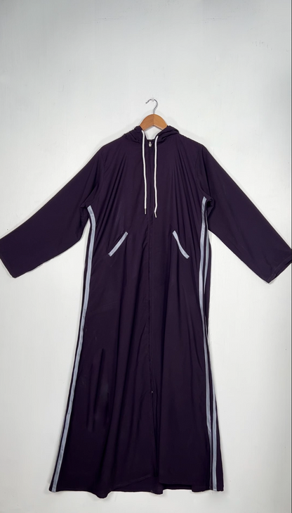 Zoha || Purple Hoodie Abaya || Double Georgette Fabric