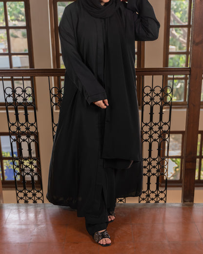 Sana || Midnight Black Abaya || Nida Fabric