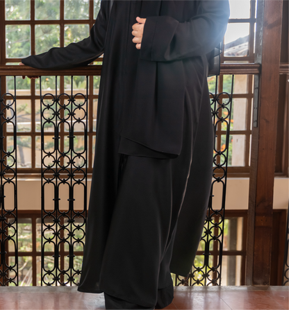 Sana || Midnight Black Abaya || Nida Fabric