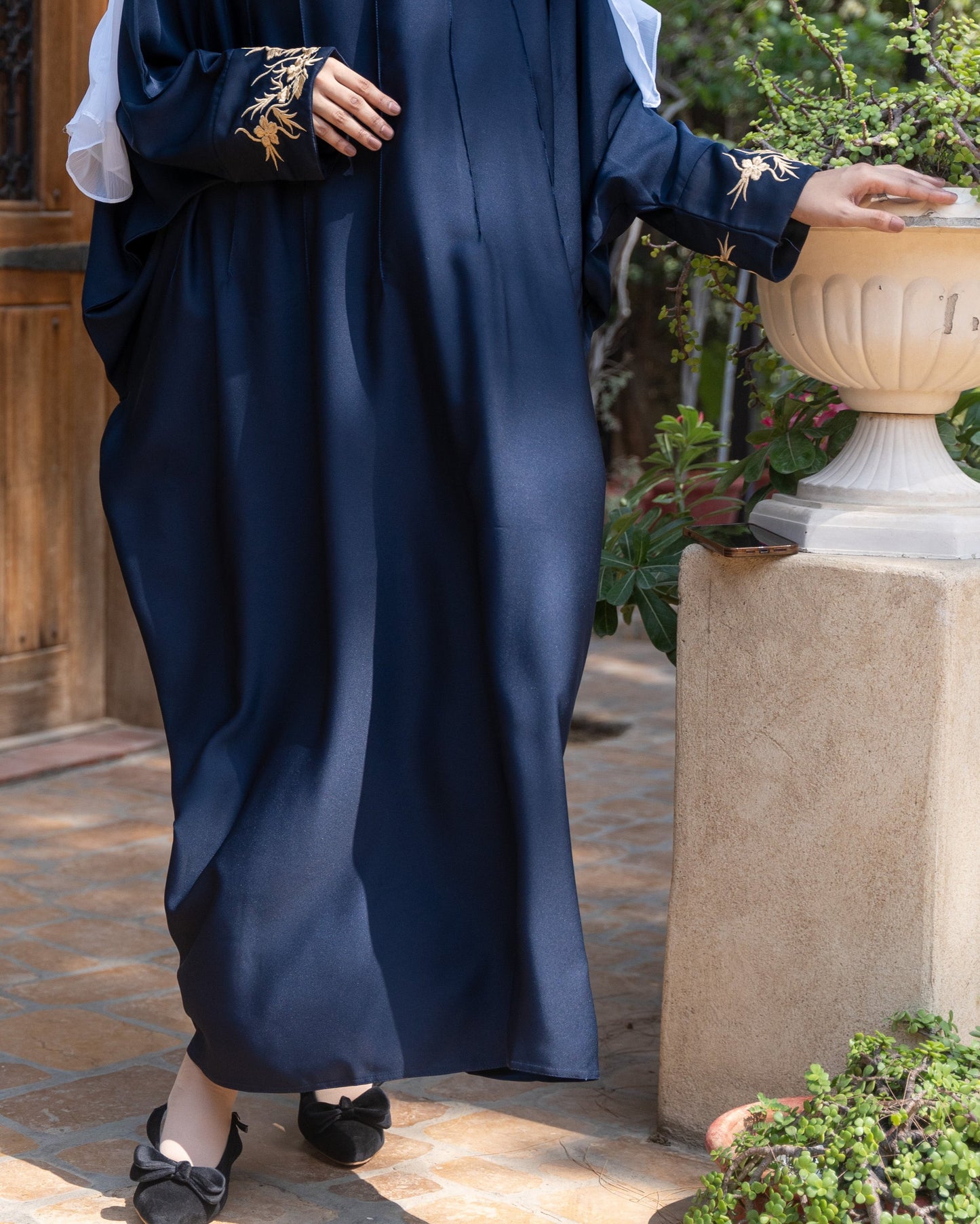 Farah || Embroidered Blue Abaya || Nida Fabric