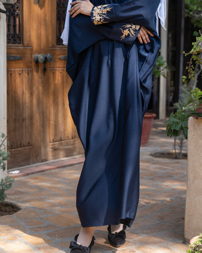 Farah || Embroidered Blue Abaya || Nida Fabric