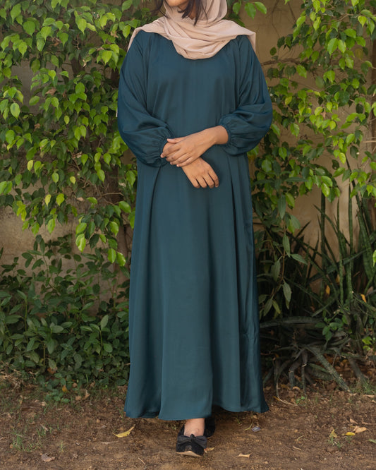 Tehmina || Teal Green Abaya  || Nida Fabric