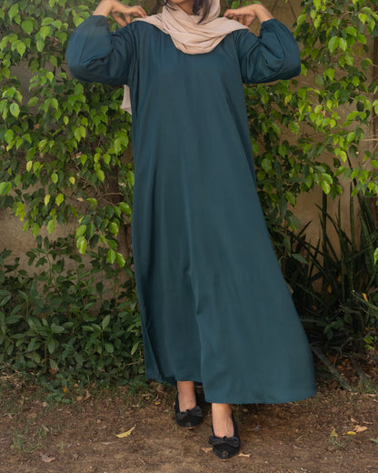 Tehmina || Teal Green Abaya  || Nida Fabric