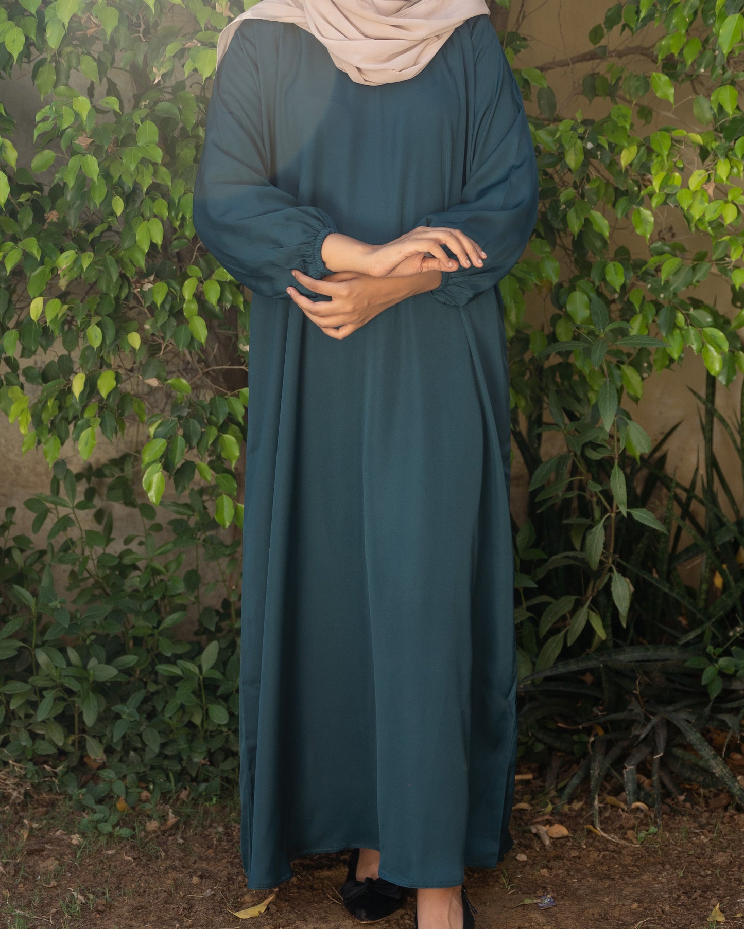 Tehmina || Teal Green Abaya  || Nida Fabric