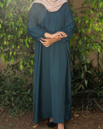 Tehmina || Teal Green Abaya  || Nida Fabric