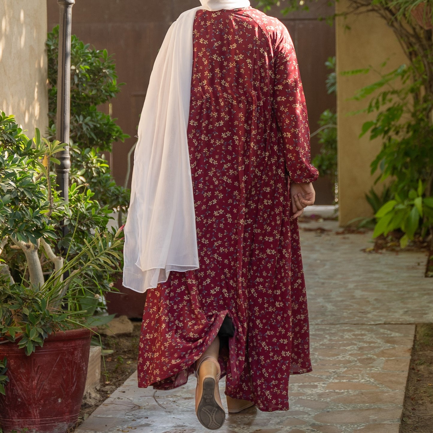 Adina || Wine Red Abaya || Georgette Fabric