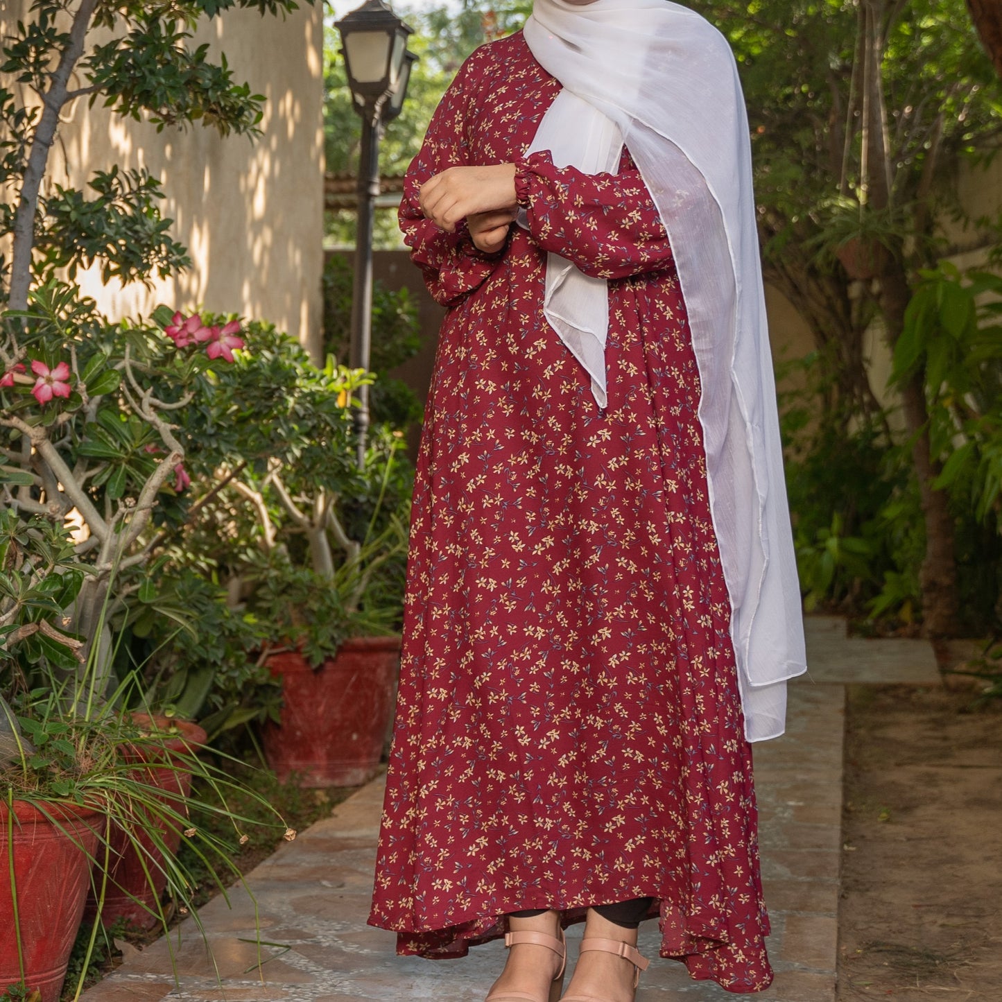 Adina || Wine Red Abaya || Georgette Fabric