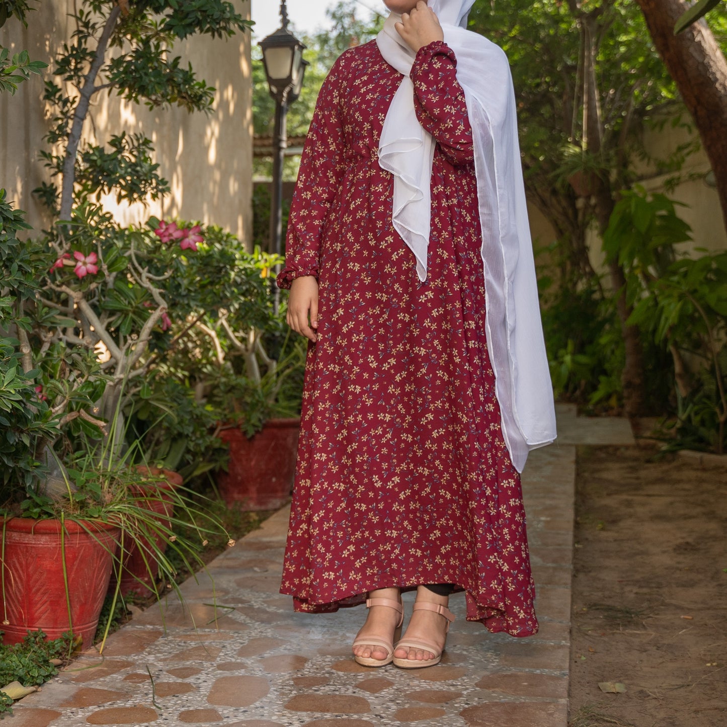 Adina || Wine Red Abaya || Georgette Fabric